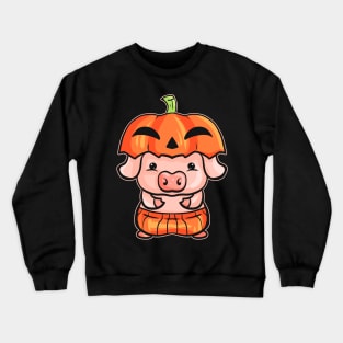 Little Pink Pig dresses as a Pumpkin for Halloween Crewneck Sweatshirt